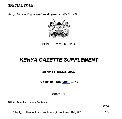 The Agriculture and Food Authority (Amendment) Bill, 2023