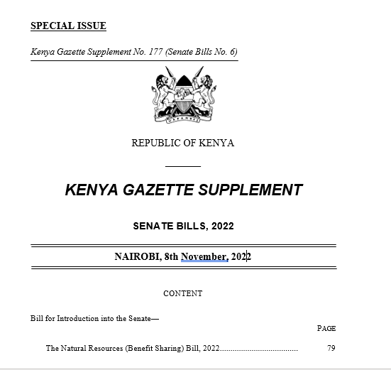The Natural Resources (Benefit Sharing) Bill, 2022