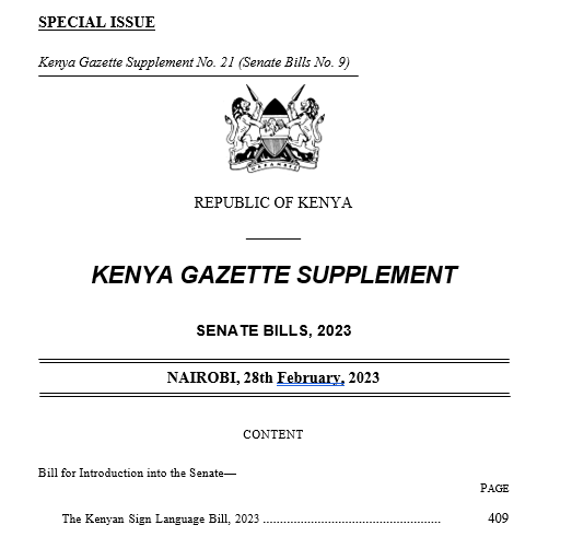 The Kenyan Sign Language Bill, 2023